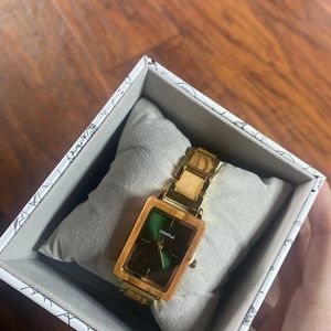 Treehut Green and Gold Wooden Watch
